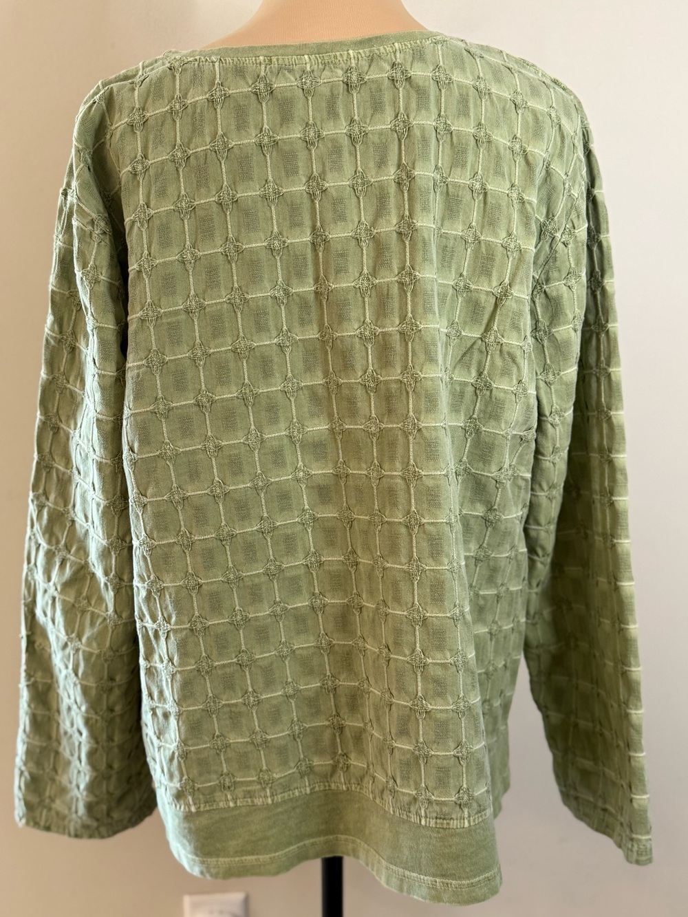 Focus moss green sweatshirt embroidered textured square pattern SZ XL - Picture 4 of 11